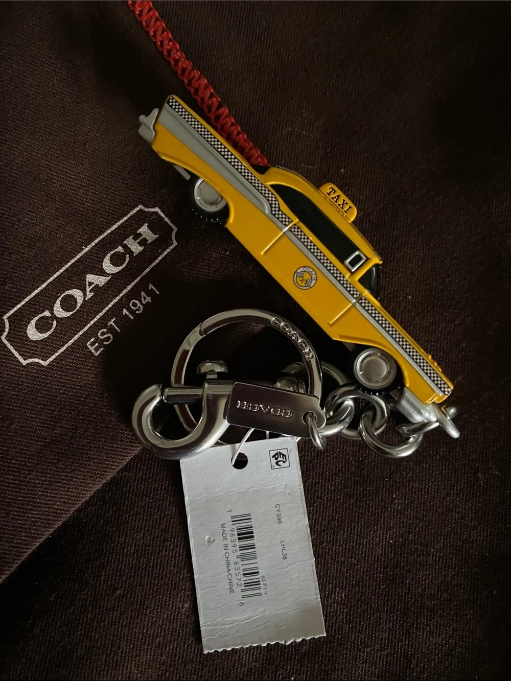 Coach Yellow Toy Car Key Charm with Silver Hardware